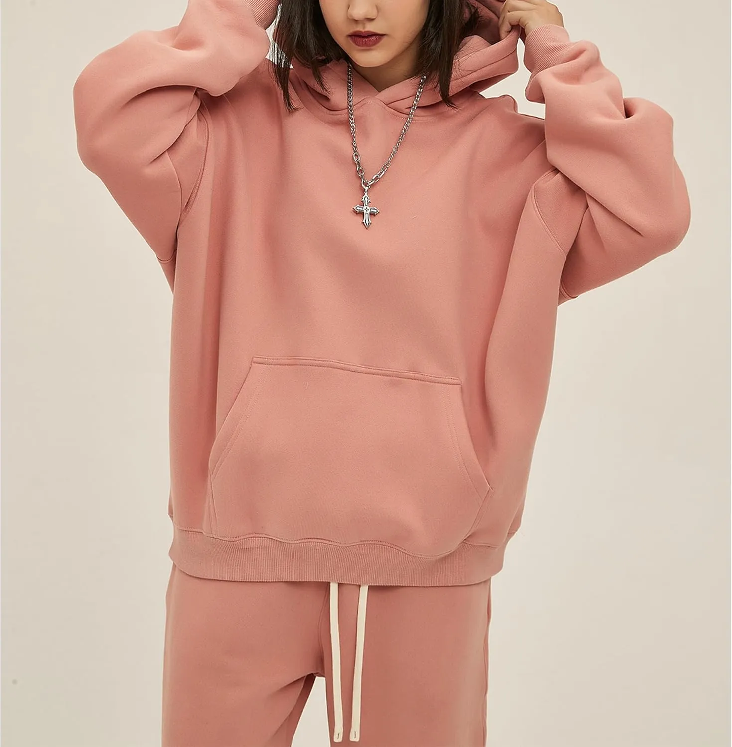 Hixiaohe Womens Oversized Fleece Hoodie Long Sleeve Sweatshirt Fleece Heavyweight Pullover Tops Fall Outfits with Pockets