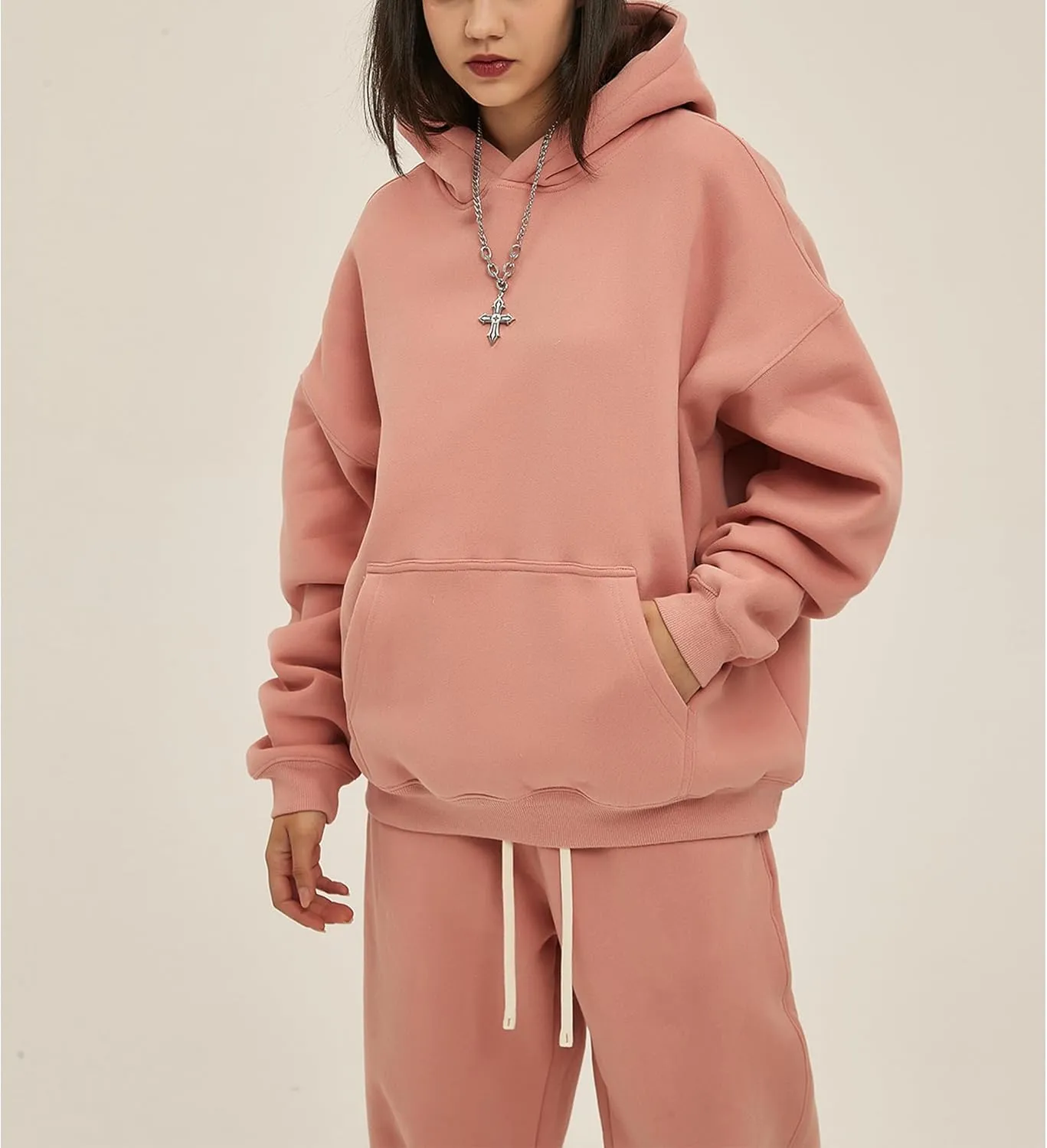 Hixiaohe Womens Oversized Fleece Hoodie Long Sleeve Sweatshirt Fleece Heavyweight Pullover Tops Fall Outfits with Pockets