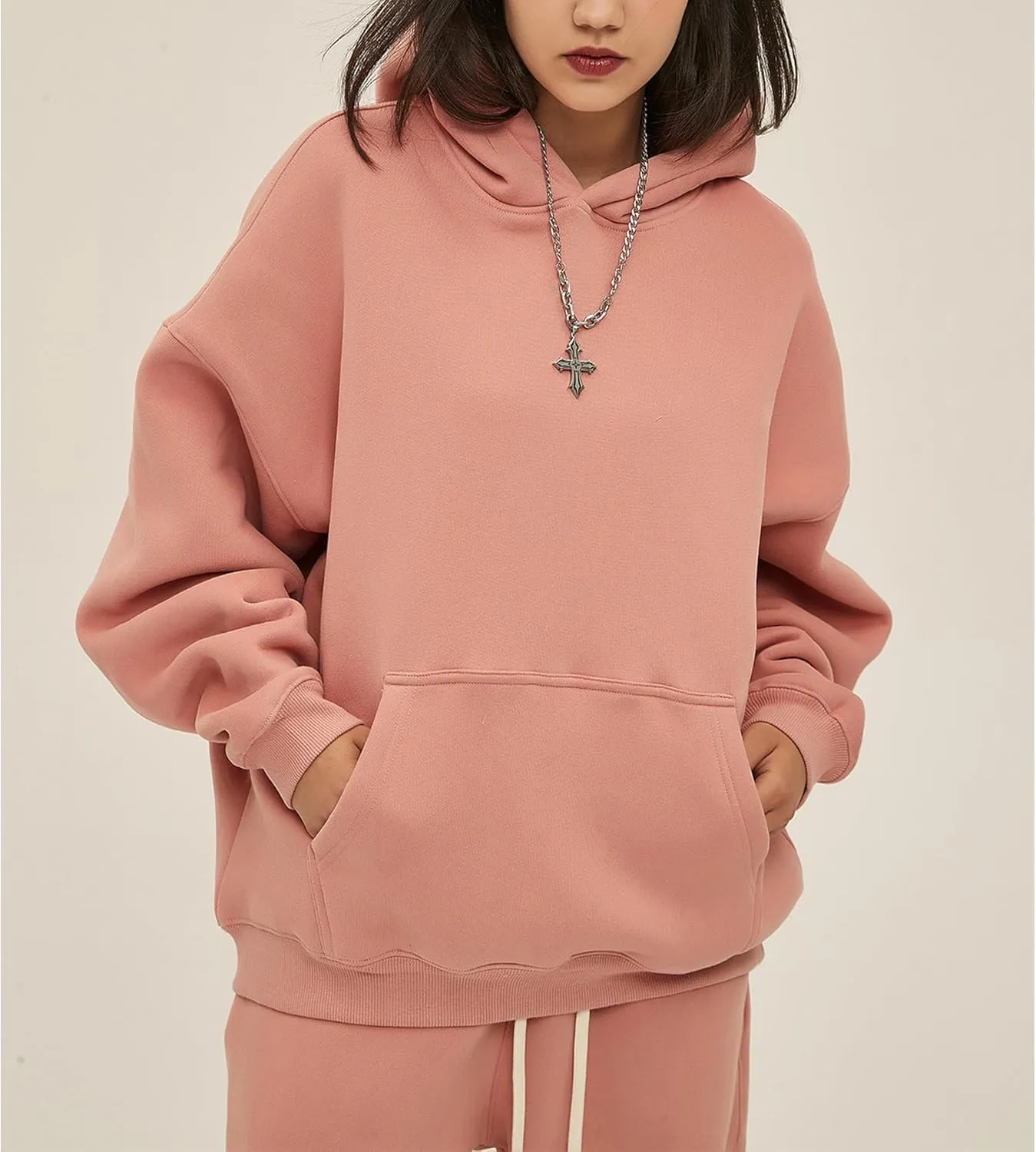 Hixiaohe Womens Oversized Fleece Hoodie Long Sleeve Sweatshirt Fleece Heavyweight Pullover Tops Fall Outfits with Pockets