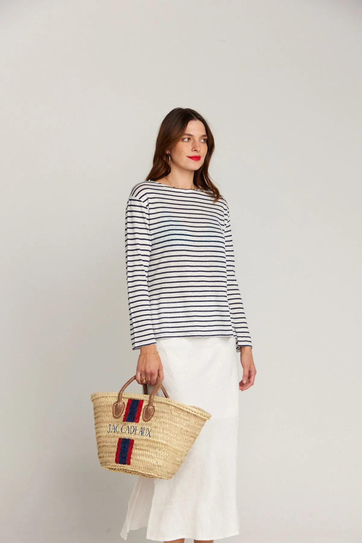 Jac Cadeaux Hand Painted Basket Bag With Leather Trim 🇫🇷