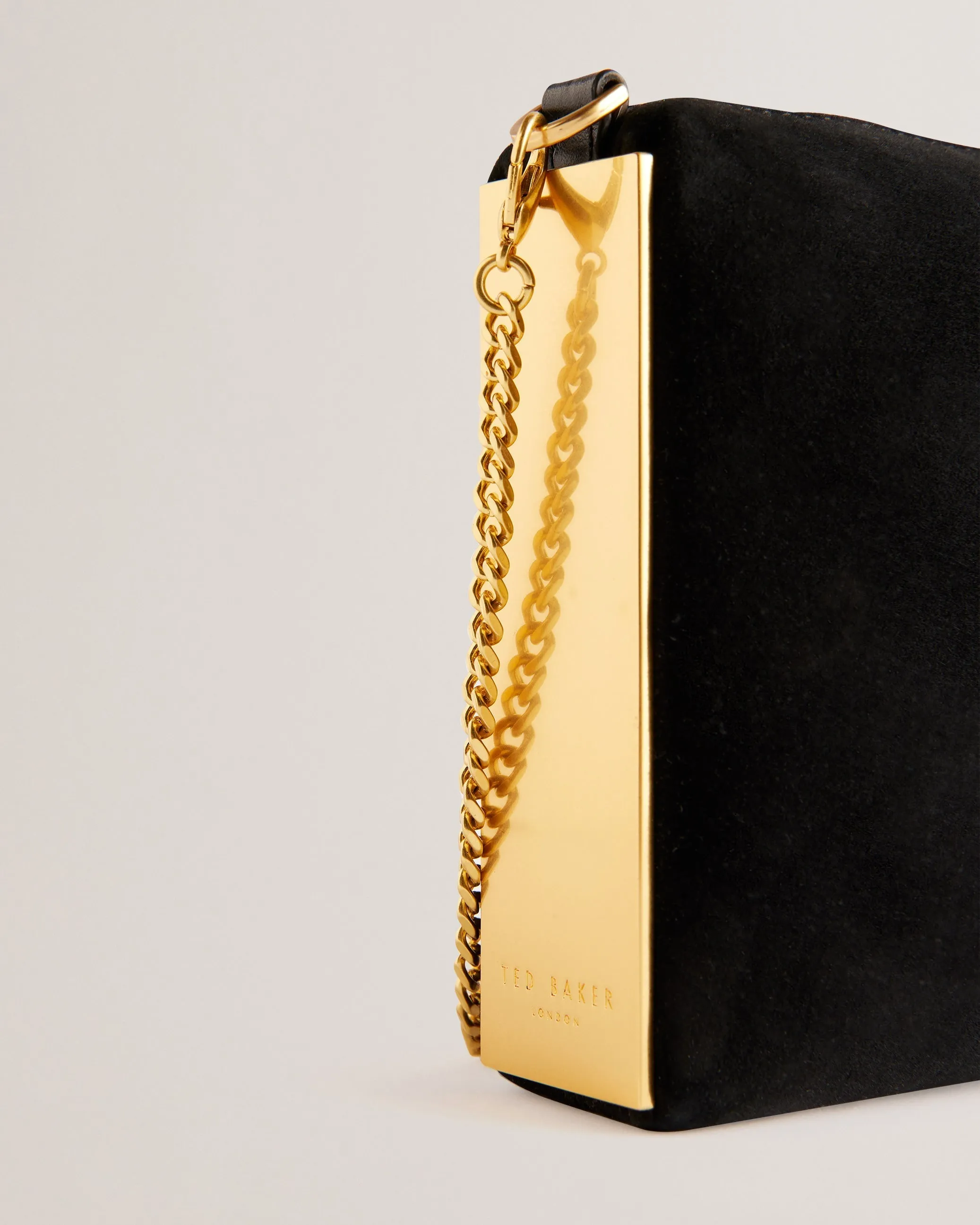 Jeiner Bar Detail Suede Crossbody Clutch Bag Black