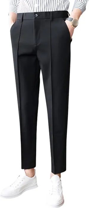 JEShifangjiusu Men's 4-Way Stretch Dress Pant Slim Fit Flat Front Business Trousers Straight-Fit Modern Chino Pant Suit Pant, Black, 31