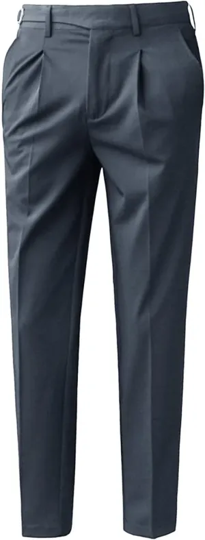 JEShifangjiusu Men's Athletic-Fit Casual Stretch Pant Slim Fit Flat-Front Pants Loose Suit Pants Business Trousers Chino Pant (36,Grey), Grey, 36