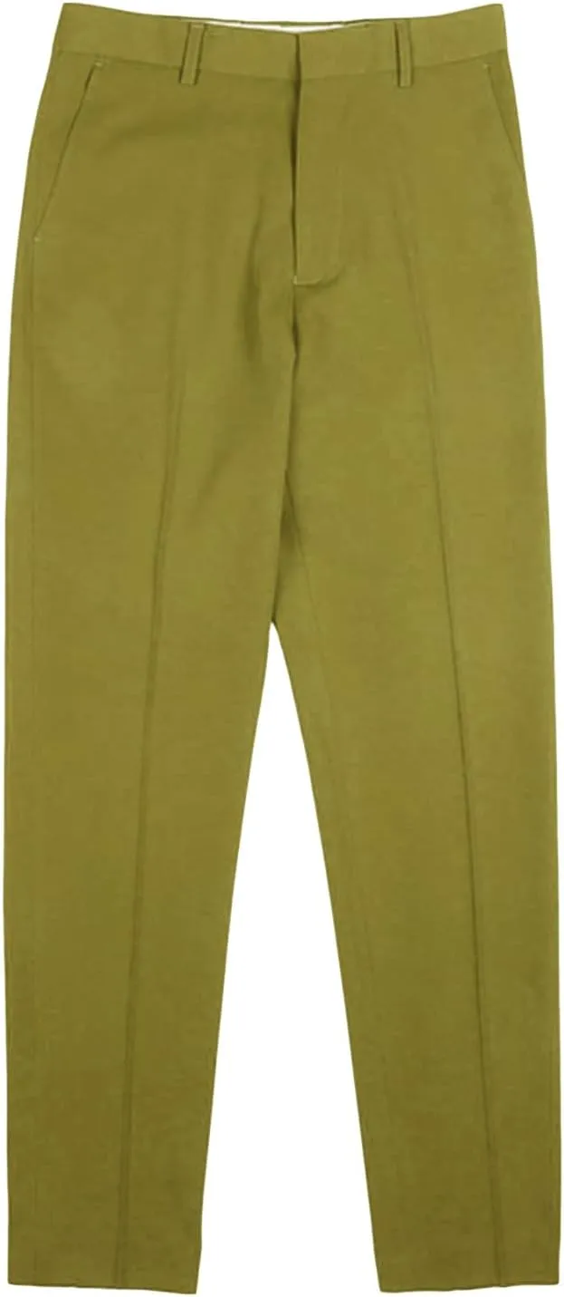 JEShifangjiusu Men's Flat Front Straight Fit Dress Pant Casual Skinny Stretch Chinos Pants Slim Fit Business Pant with Pocket (30,Green), Green, 30