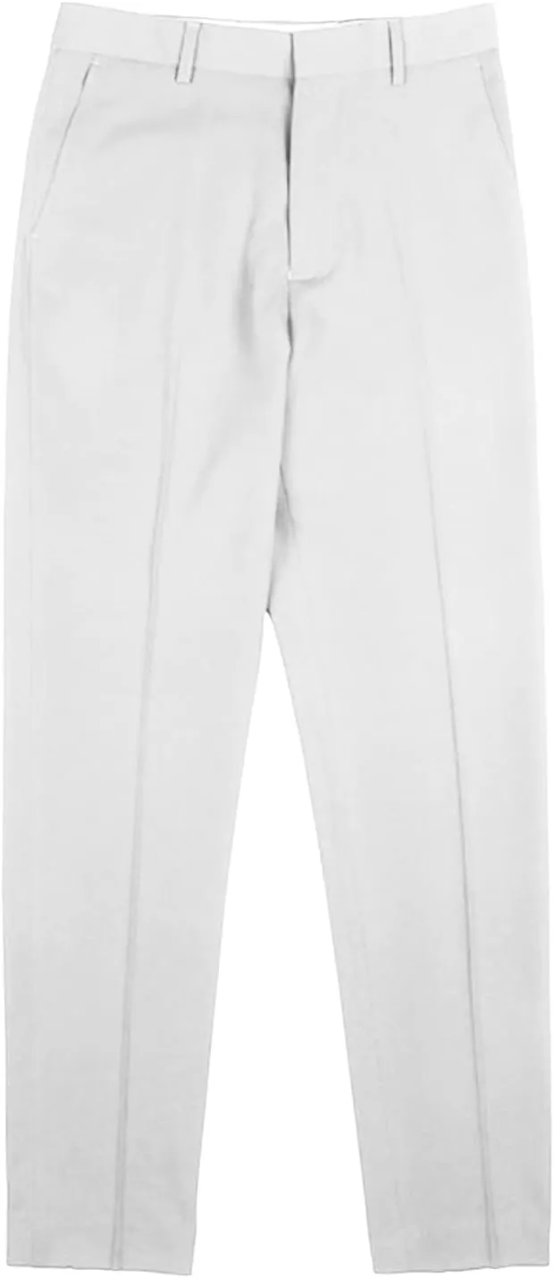 JEShifangjiusu Men's Flat Front Straight Fit Dress Pant Casual Skinny Stretch Chinos Pants Slim Fit Business Pant with Pocket (32,White), White, 32