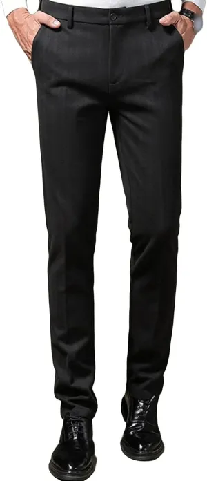 JEShifangjiusu Men's Regular Fit Linen Suit Pant Slim Fit Stretch Dress Pant Loose Flat Front Dress Pant Chino Pant (34,Black), Black, 34