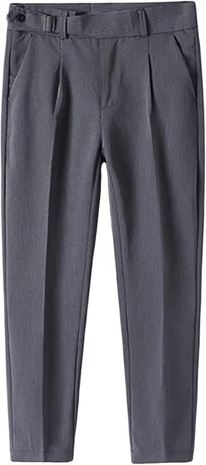 JEShifangjiusu Men's Slim Fit Stretch Dress Pants Skinny Fit Flat Front Suit Pants Plaid Business Chino Pants with Pockets (32,Grey), Grey, 32