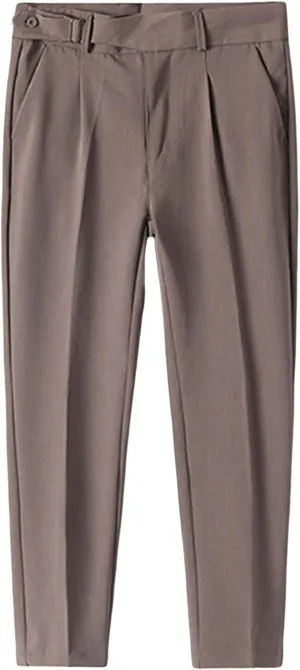 JEShifangjiusu Men's Slim Fit Stretch Dress Pants Skinny Fit Flat Front Suit Pants Plaid Business Chino Pants with Pockets (34,Dark Khaki), Dark Khaki, 34