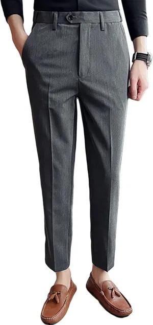 JEShifangjiusu Men's Stretch Dress Pants Casual Slim Fit Skinny Suit Pants Solid Color Business Chino Trousers Chino Pants (31,Dark Grey), Dark Grey, 31