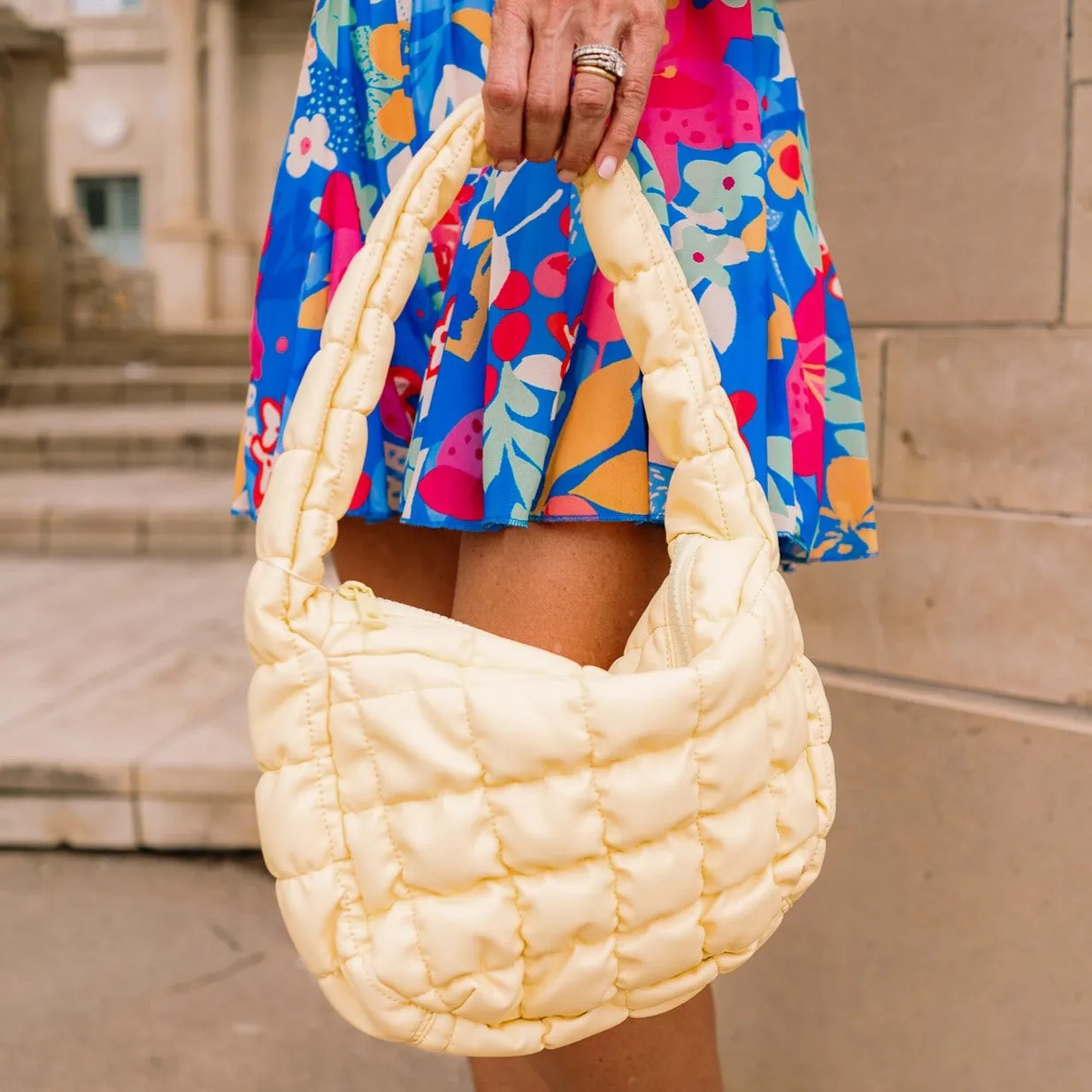 Kate Puff Leather Quilted Shoulder Bag / Crossbody