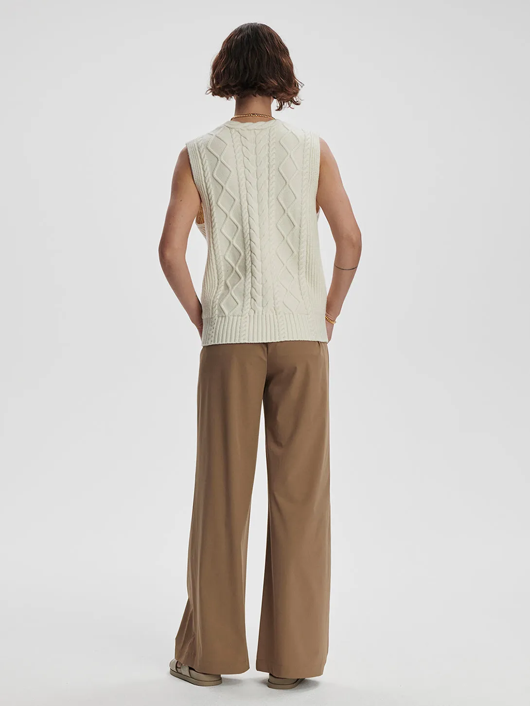 Kay Cable Knit Vest  - Snow White