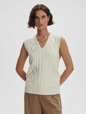 Kay Cable Knit Vest  - Snow White