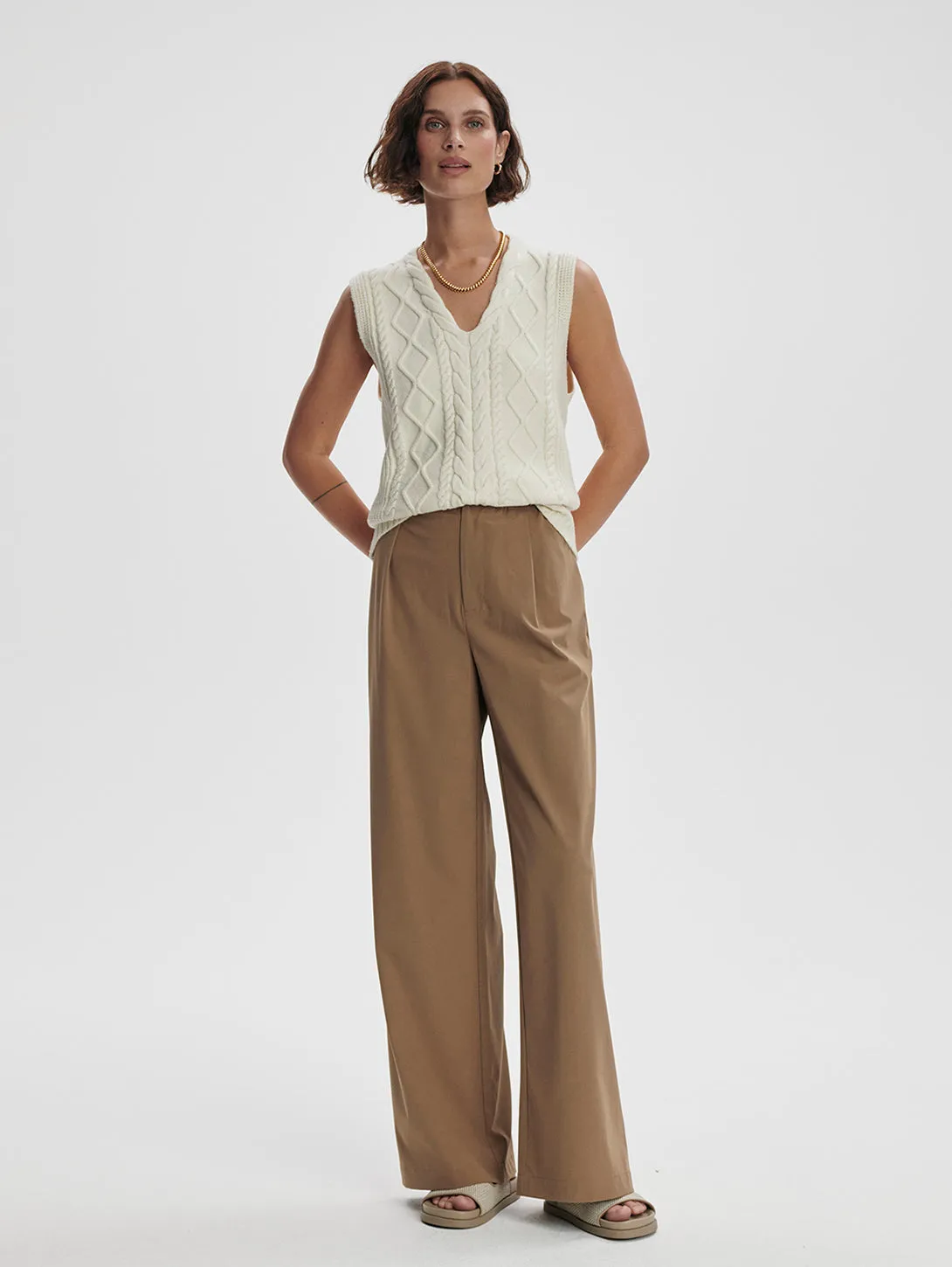 Kay Cable Knit Vest  - Snow White