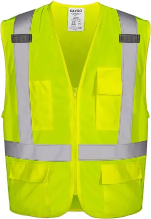 KAYGO High Visibility Safety Vests Reflective with Pockets and Zipper,ANSI Type R Class 2 Not FR