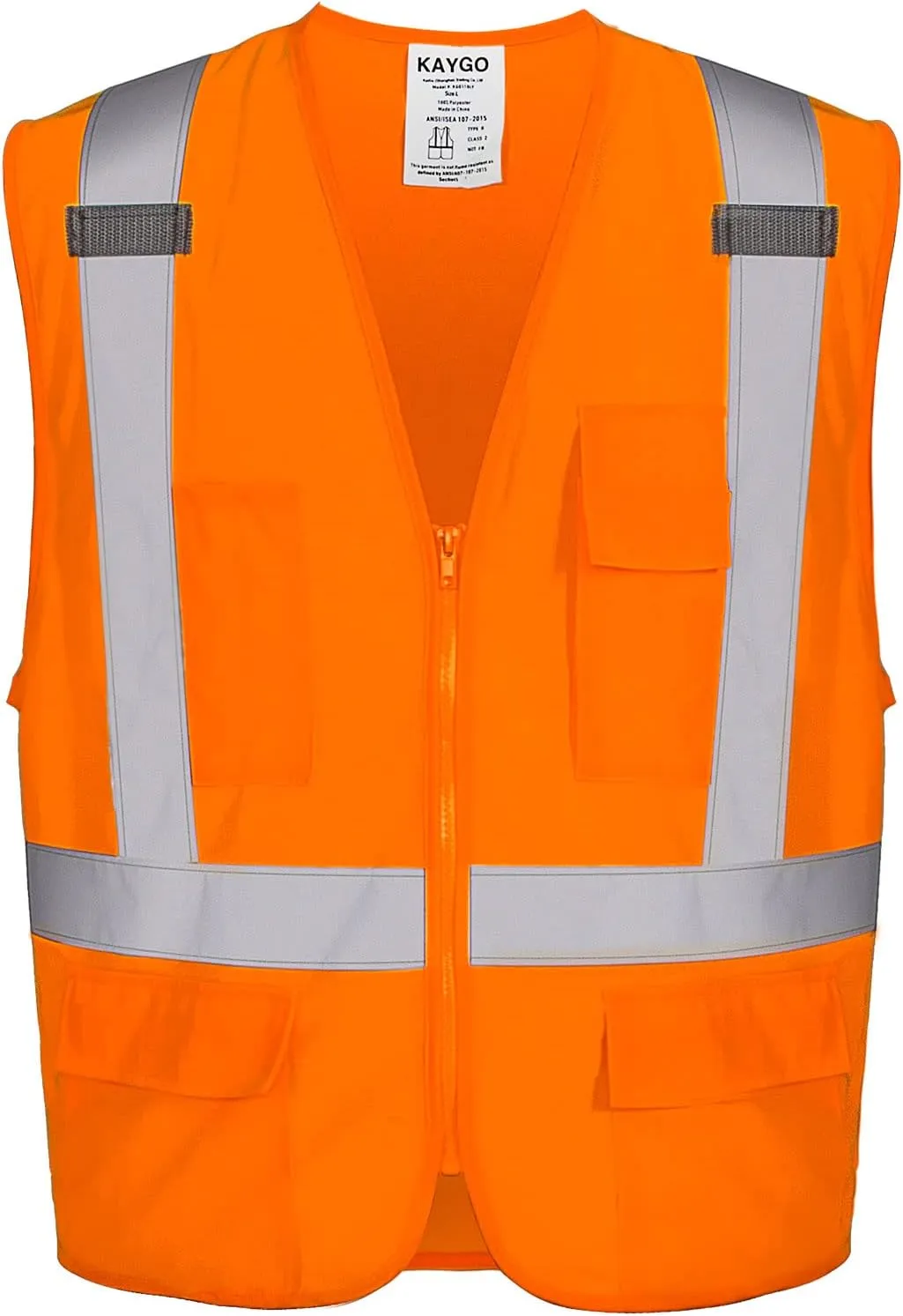 KAYGO High Visibility Safety Vests Reflective with Pockets and Zipper,ANSI Type R Class 2 Not FR