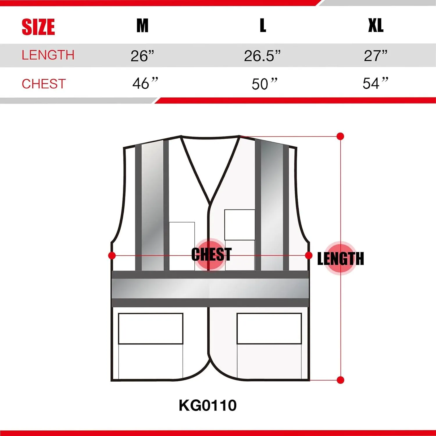 KAYGO High Visibility Safety Vests Reflective with Pockets and Zipper,ANSI Type R Class 2 Not FR