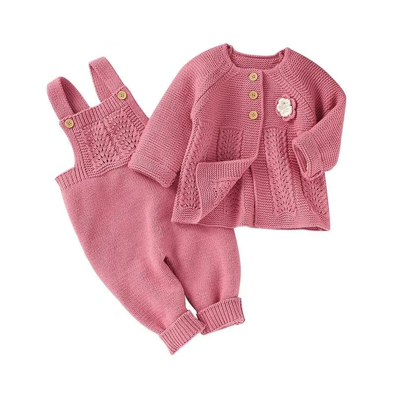 Knitted Cardigan Jumpsuit Set
