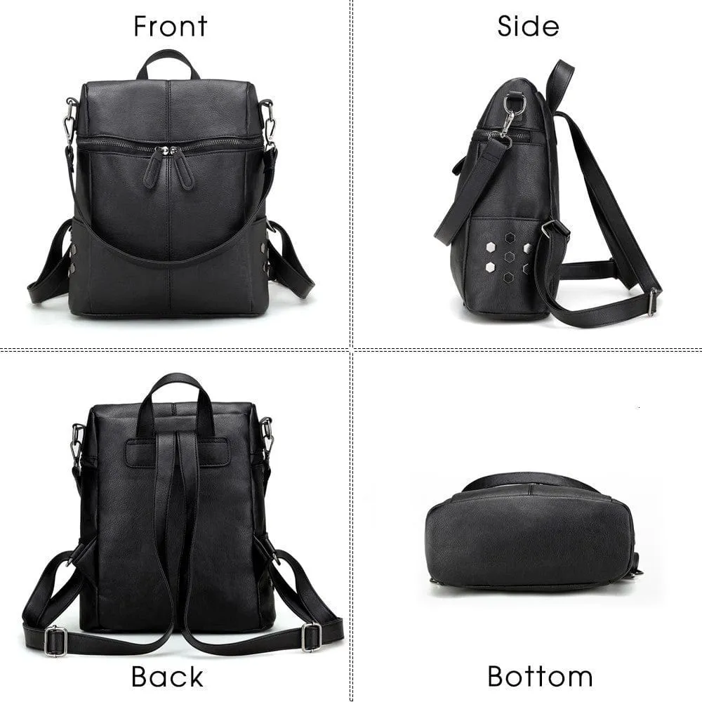 Korean Vegan Leather Backpack Tote