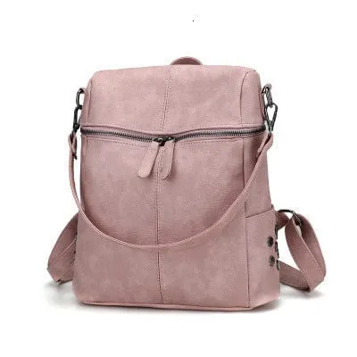 Korean Vegan Leather Backpack Tote