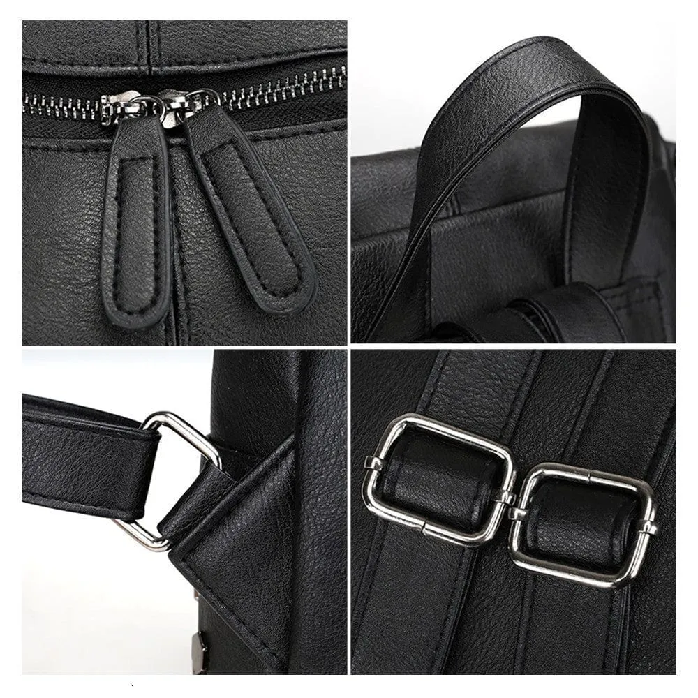 Korean Vegan Leather Backpack Tote