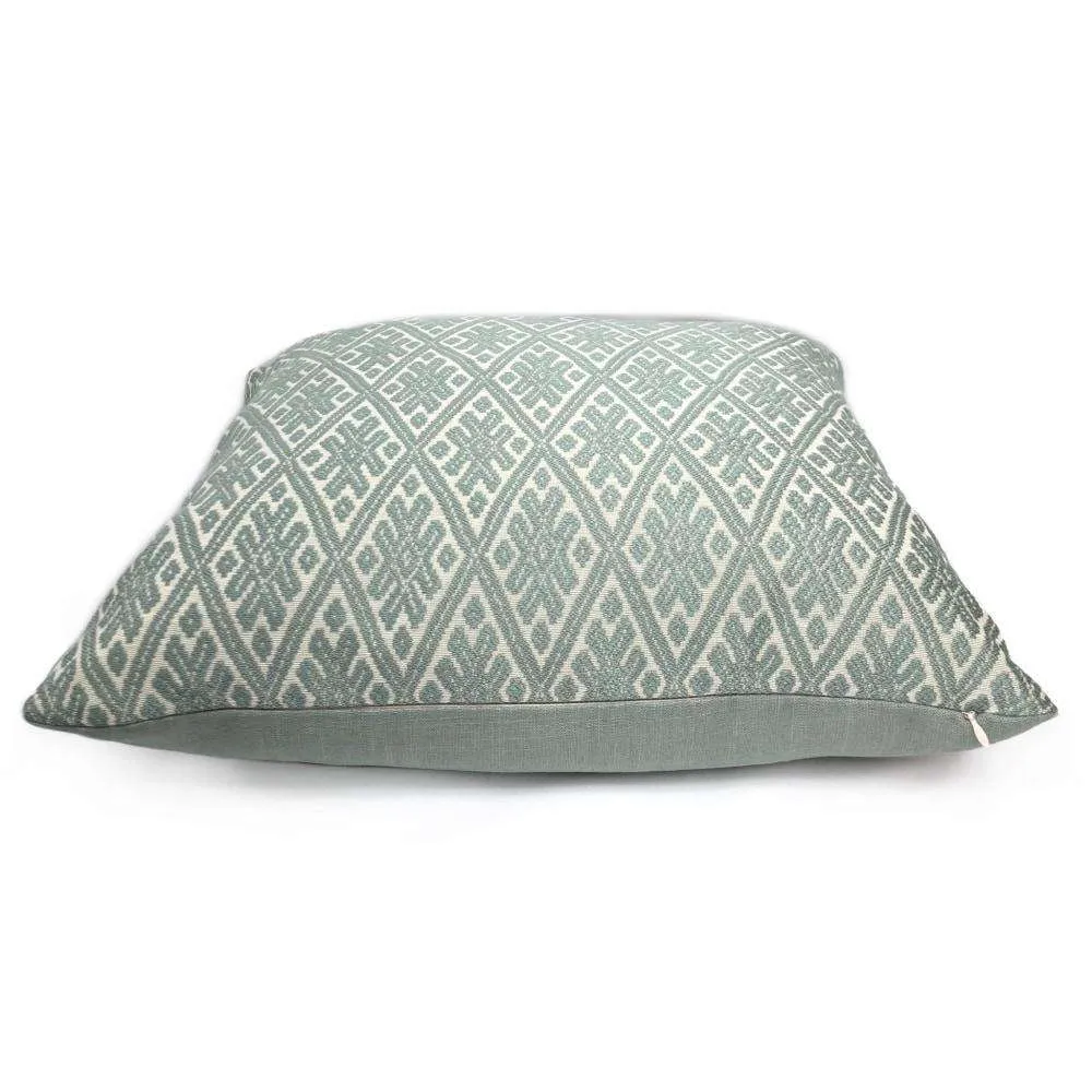 Kravet Marmari Spa Seaglass Green Tribal Diamond Pillow Cover