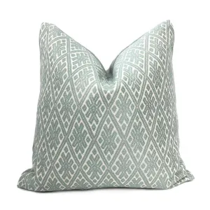 Kravet Marmari Spa Seaglass Green Tribal Diamond Pillow Cover