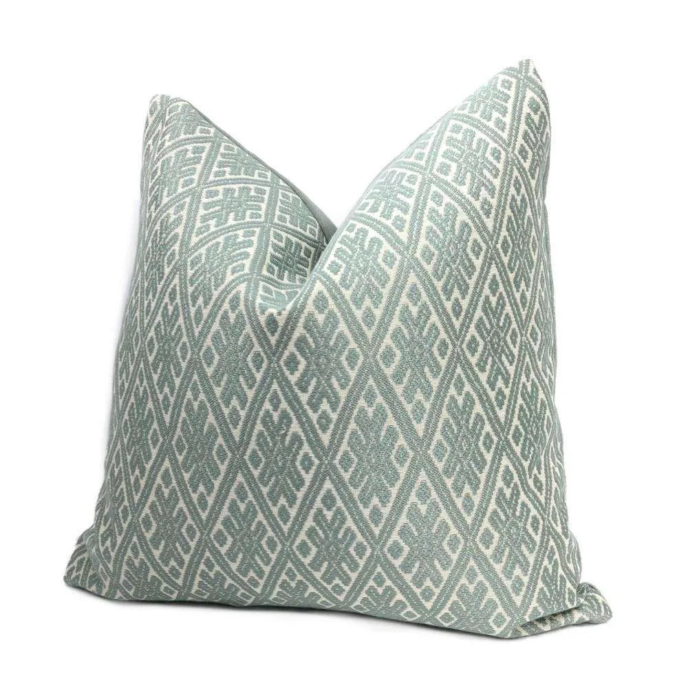 Kravet Marmari Spa Seaglass Green Tribal Diamond Pillow Cover