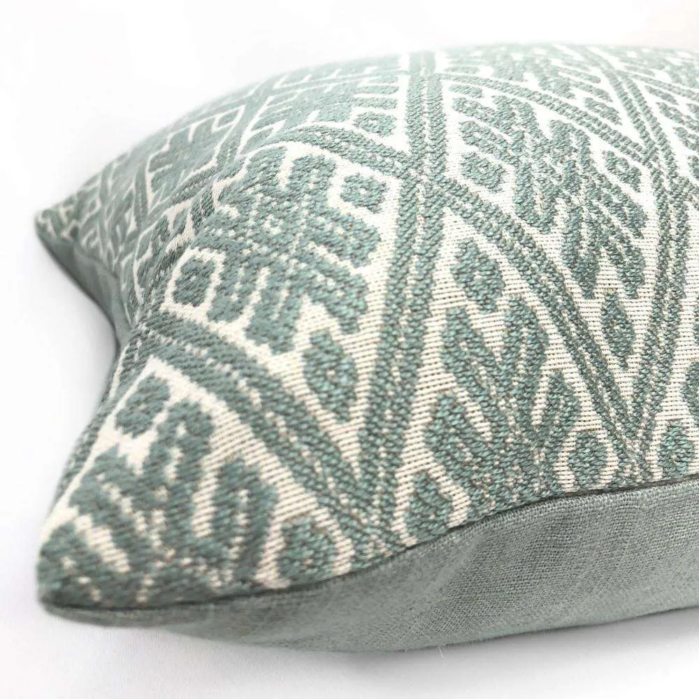 Kravet Marmari Spa Seaglass Green Tribal Diamond Pillow Cover