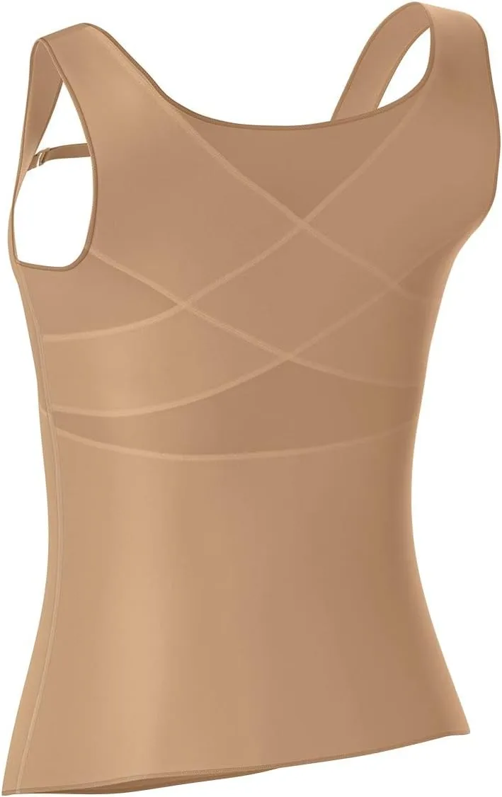 Leonisa Posture Corrector Back Support Tank Top - Open Bust Tummy Control Shapewear for Women