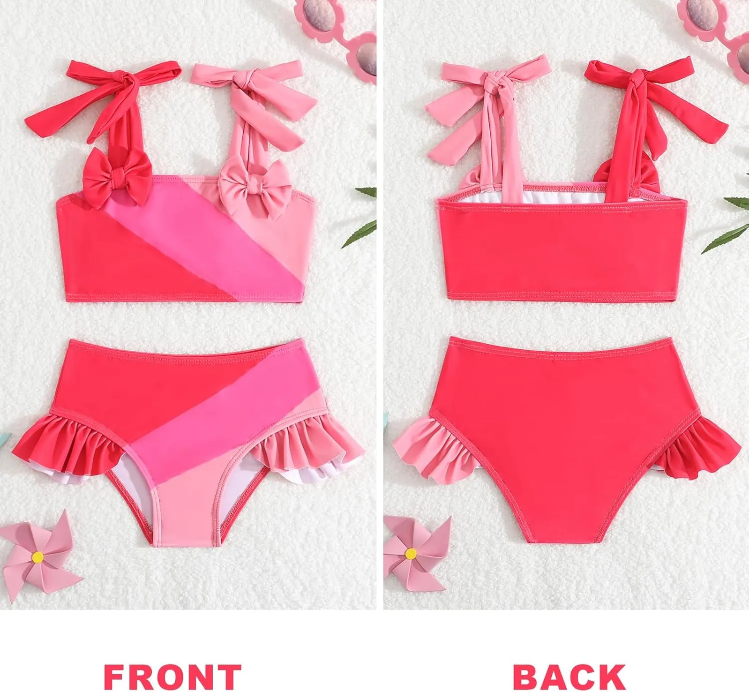 Little Girls Two Piece Bikini Set Ruffle Stripe Watermelon Summer Beach Bathing Suit Swimsuit 1-5 Years