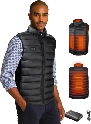 Loowoko Heated Vest for Men with Battery Pack Included, Rechargeable Electric Heating Jacket Coat, Lightweight Warming Vests