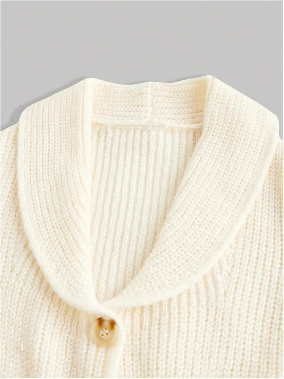 MakeMeChic Women's Long Sleeve V Neck Cardigan Flared Hem Button Down Sweater Knitwear