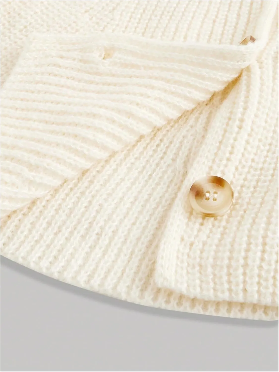 MakeMeChic Women's Long Sleeve V Neck Cardigan Flared Hem Button Down Sweater Knitwear