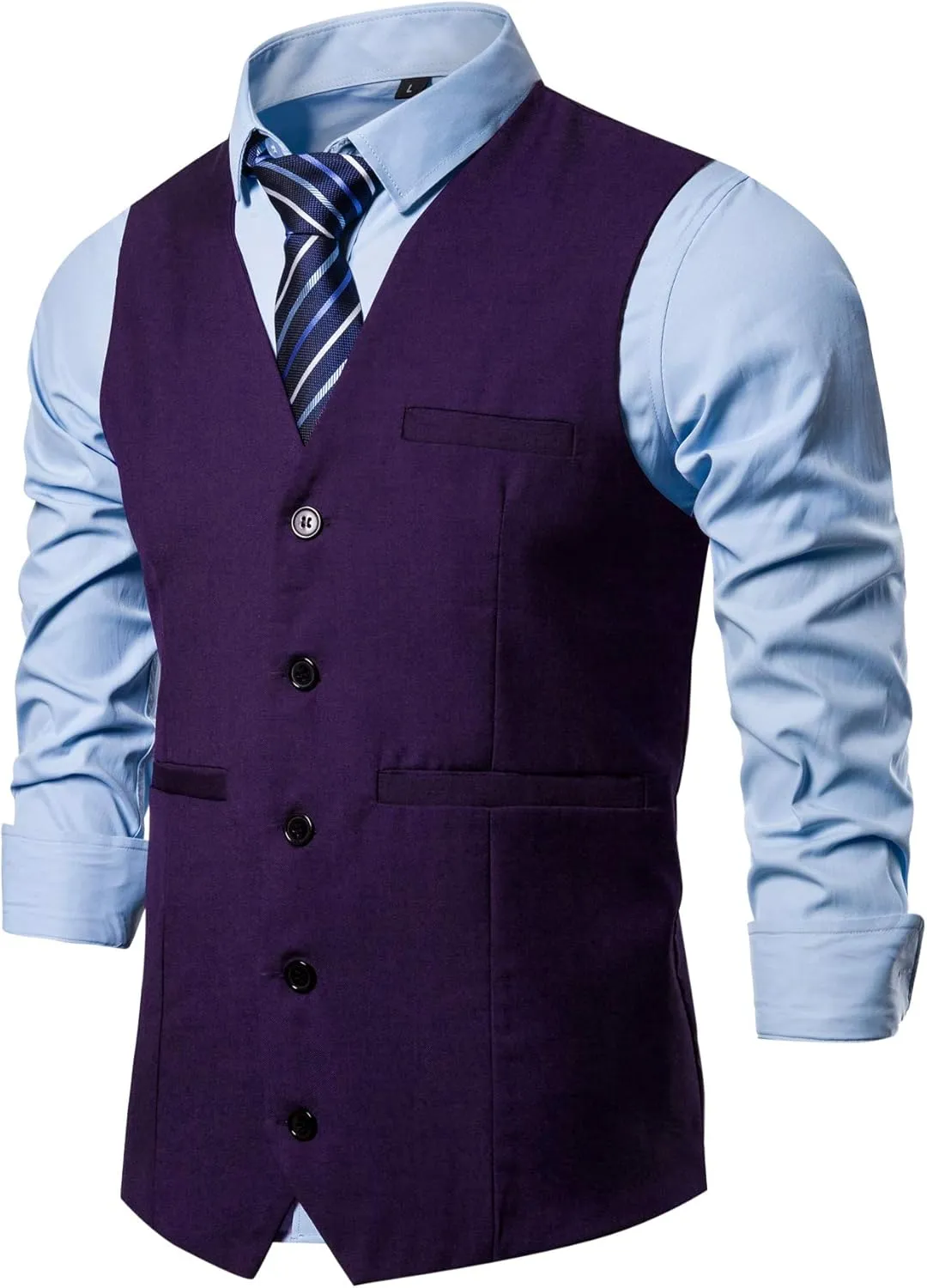 Men Formal Vest Suit For Vests 5 Buttons Regular Fit Wedding Dress Waistcoat For Suit Or Tuxedo