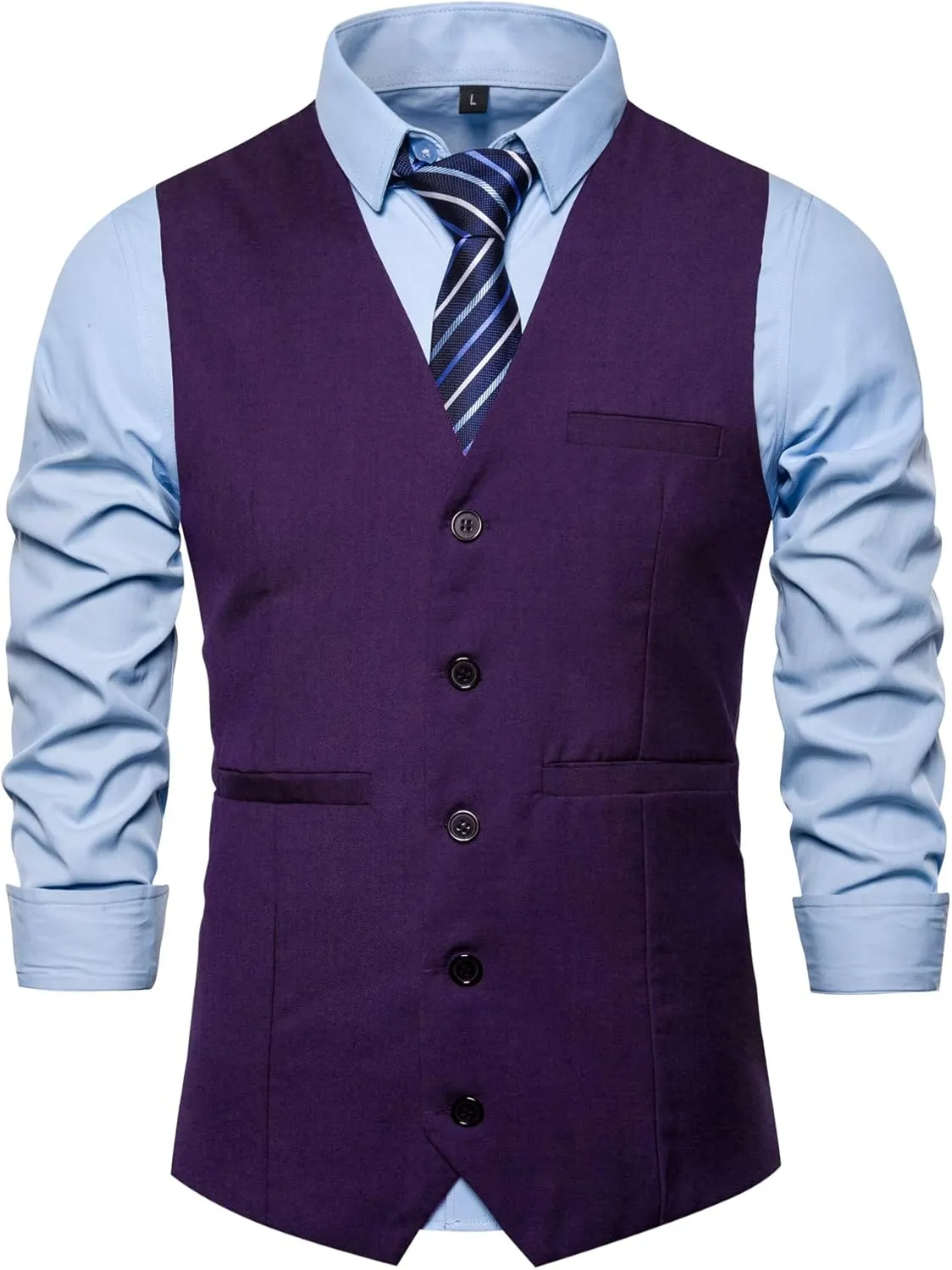 Men Formal Vest Suit For Vests 5 Buttons Regular Fit Wedding Dress Waistcoat For Suit Or Tuxedo