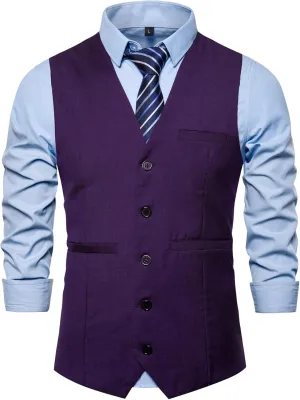 Men Formal Vest Suit For Vests 5 Buttons Regular Fit Wedding Dress Waistcoat For Suit Or Tuxedo