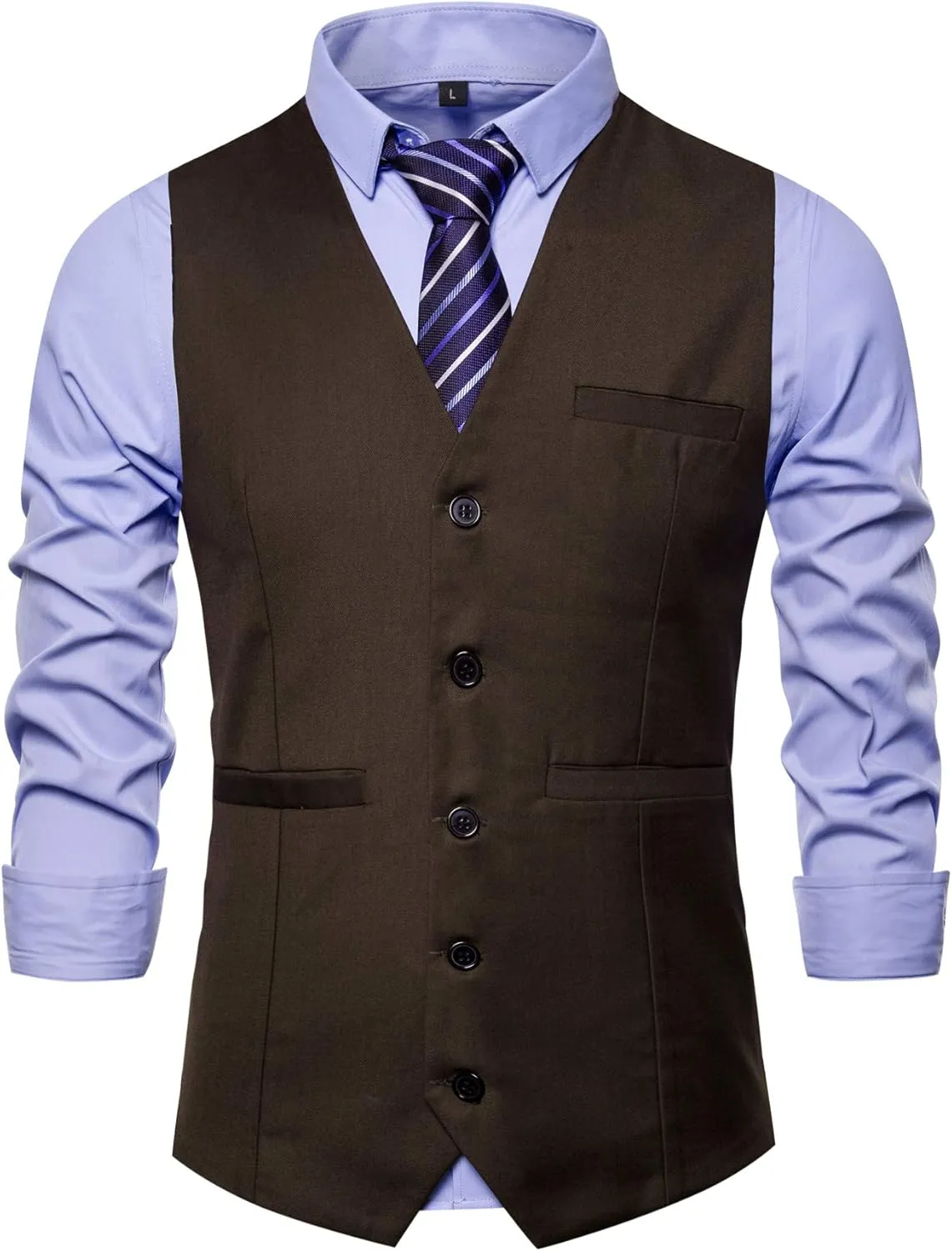 Men Formal Vest Suit For Vests 5 Buttons Regular Fit Wedding Dress Waistcoat For Suit Or Tuxedo