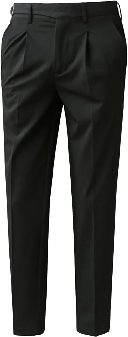Men's Athletic-Fit Casual Stretch Pant Slim Fit Flat-Front Pants Loose Suit Pants Business Trousers Chino Pant (28,Black)