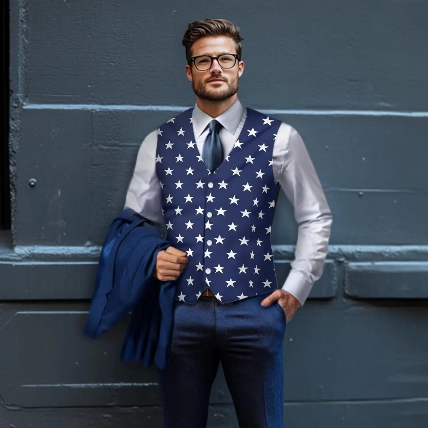 Men's Casual Business Vests Lightweight Waistcoat Slim Fit Suit Vest V-neck Button Down Holiday Vest