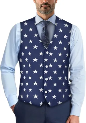 Men's Casual Business Vests Lightweight Waistcoat Slim Fit Suit Vest V-neck Button Down Holiday Vest