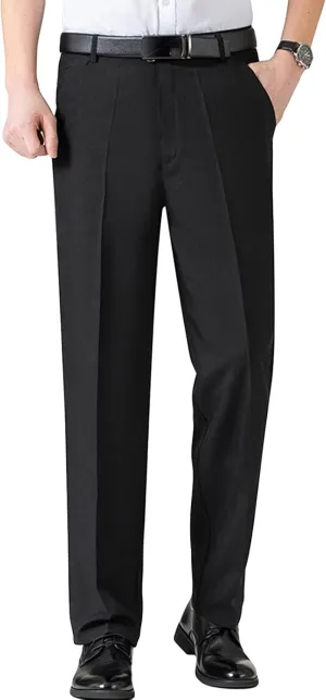 Men's Chino Flat Front Slim Fit Pant Casual Cotton Stretch Suit Pants Lightweight Skinny Fit Dress Pant (36,Black)