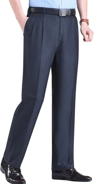 Men's Classic Fit Flat Front Dress Pants Skinny Casual Business Chino Pants Stretch Slim Fit Skinny Suit Pants (30,Grey 1)
