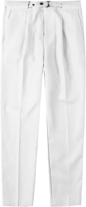 Men'S Dress Trousers Solid Color Flat Front Skinny Business Pants Slim Fit Chino Pencil Formal Pants (33,White), White, 33