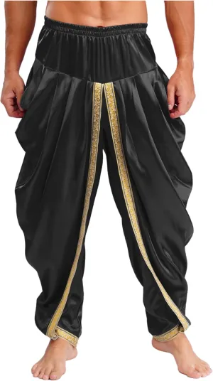 Mens Harem Pants Satin Yoga Beach Baggy Summer Trousers