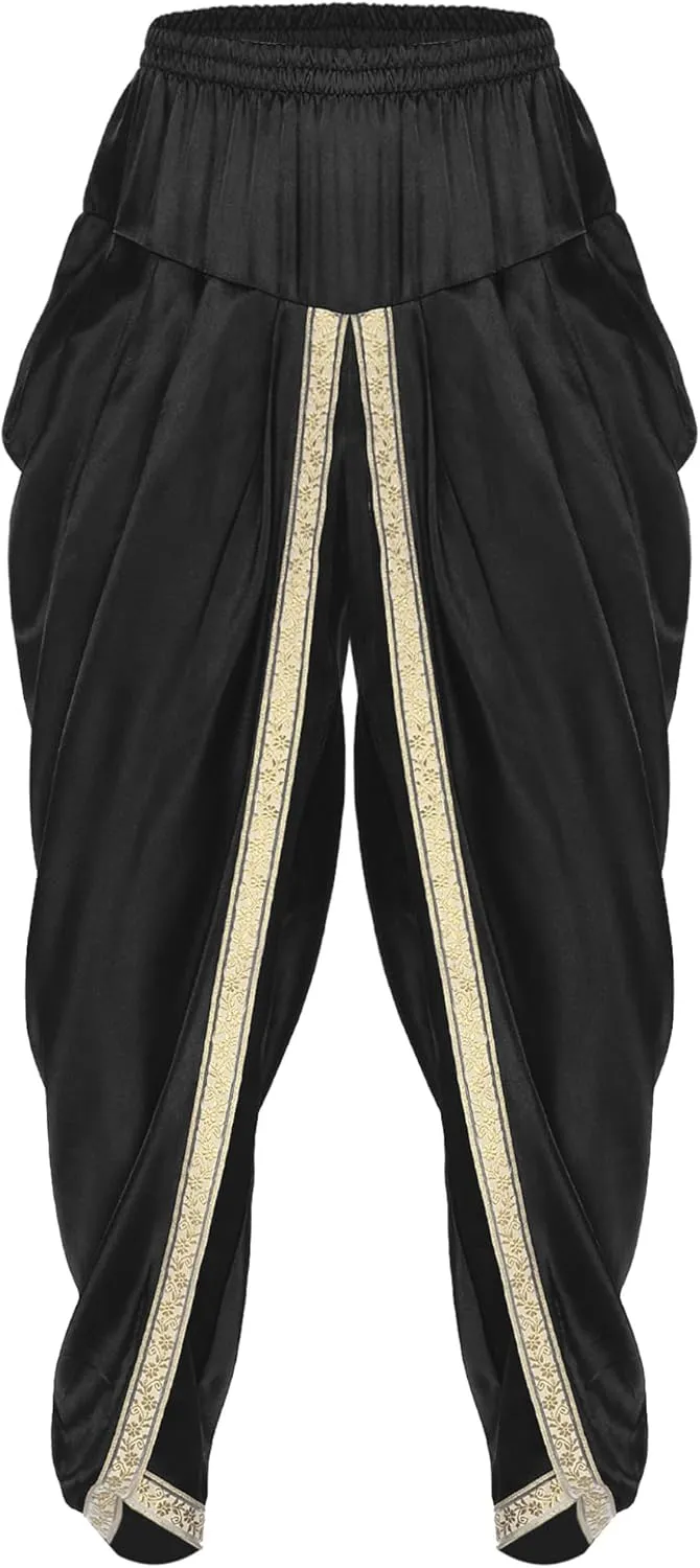 Mens Harem Pants Satin Yoga Beach Baggy Summer Trousers