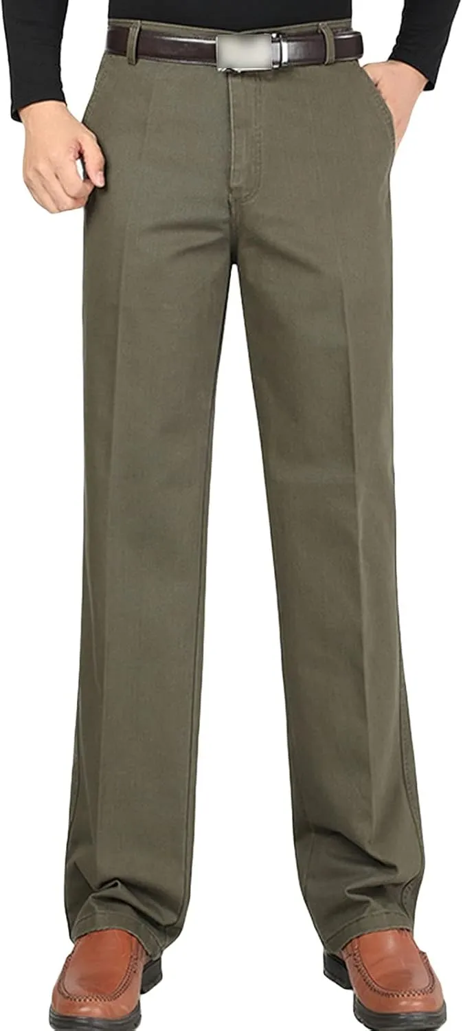 Men's Stretch Dress Pants Casual Slim Fit Skinny Suit Pants Chino Pant Business Fit Flex Flat Front Pant (31,Army Green)