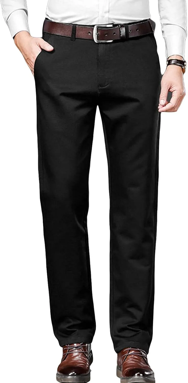 Men's Stretch Dress Pants Slim Fit Skinny Suit Pant Business Flex Flat Front Pant Wrinkle-Resistant Chino Pant (36,Black)