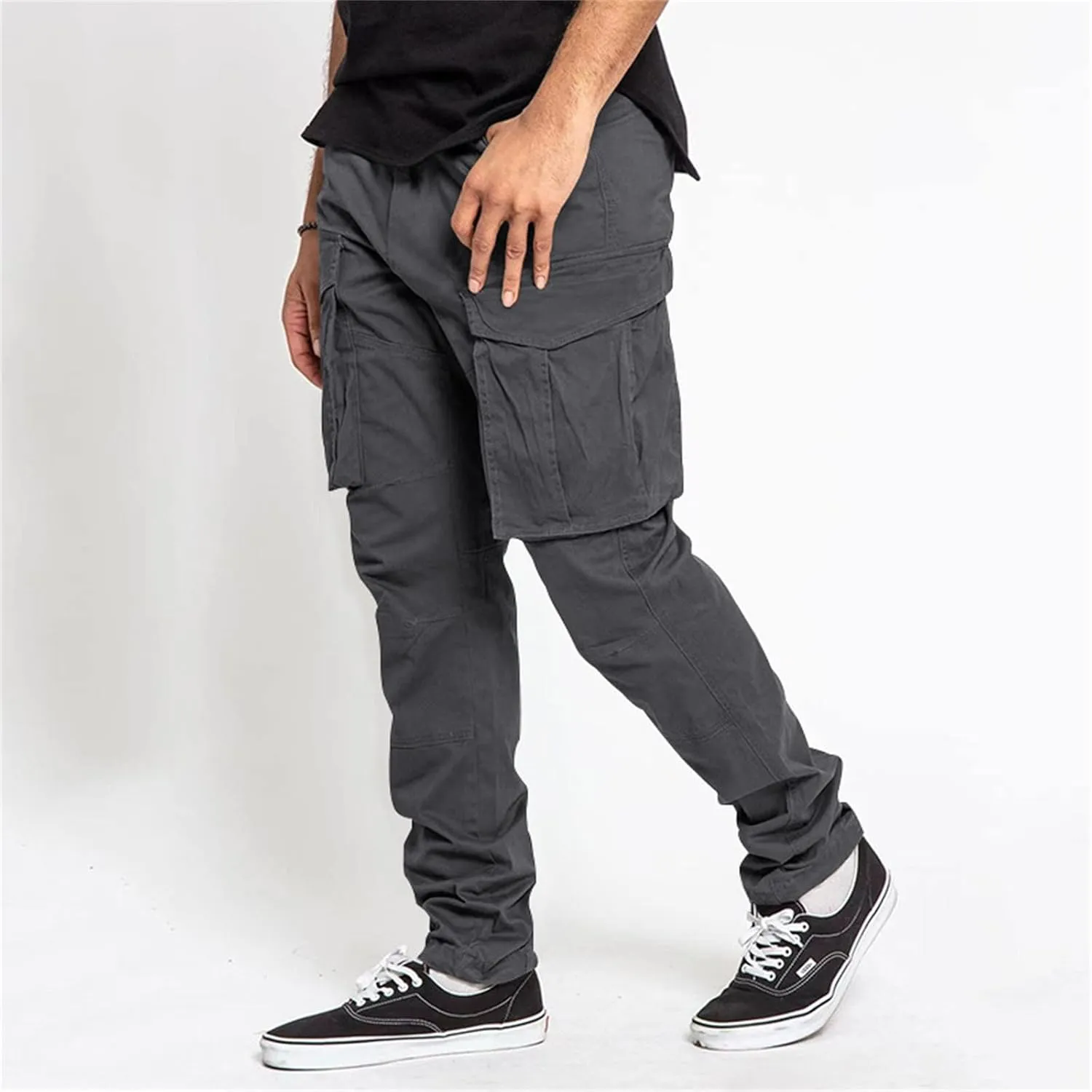 Mens Sweatpants Joggers Pants Man Drawstring Colorblock Patchwork Cargo Pants Loose Fit Drawstring Sweatpants Street