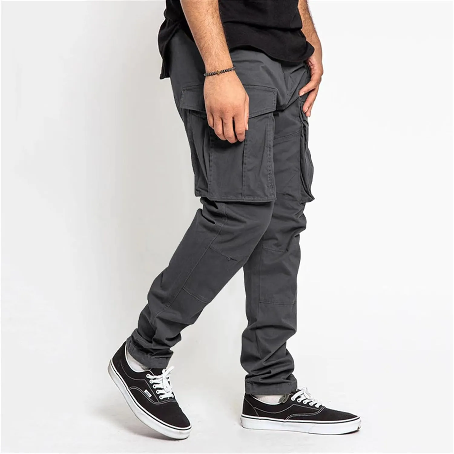 Mens Sweatpants Joggers Pants Man Drawstring Colorblock Patchwork Cargo Pants Loose Fit Drawstring Sweatpants Street