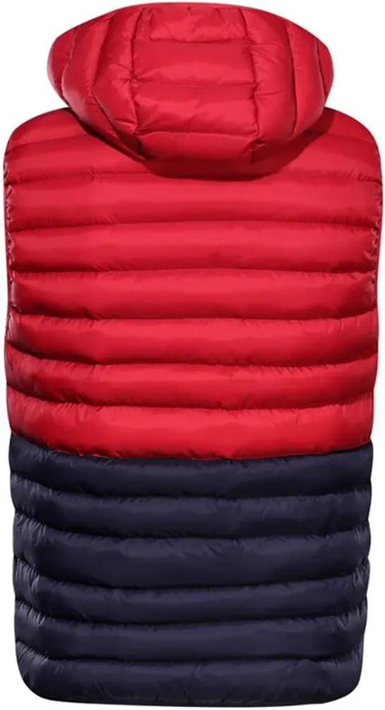 Men's Winter Lightweight Puffer Vest Sleeveless Warm Cotton Padded Waistcoat with Hooded Casual Work Vests